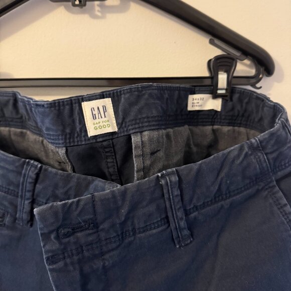 Gap Men's Navy Blue Khakis Chinos 34x32 Slim - Picture 2 of 4